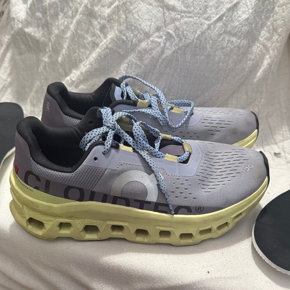 On Cloudtech Light Blue Running Sneakers with Pale Yellow Sole